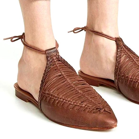 Free People Shoes - Free People Dana Pointed Toe Woven Tie Mules 38